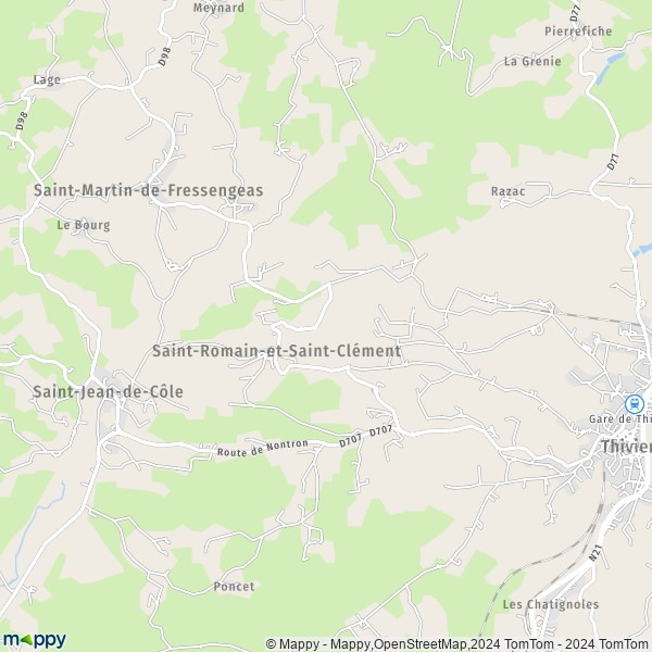 La carte pour la ville de Saint-Romain-et-Saint-Clément 24800