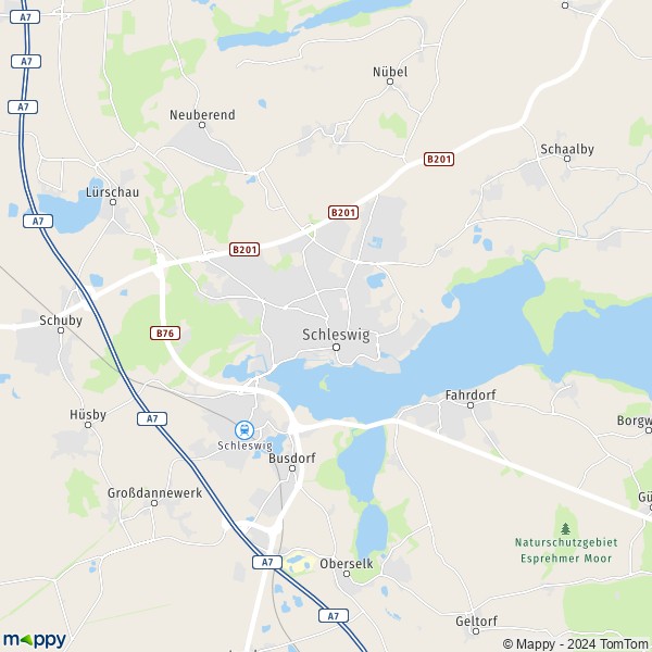 La carte pour la ville de 24837 Schleswig