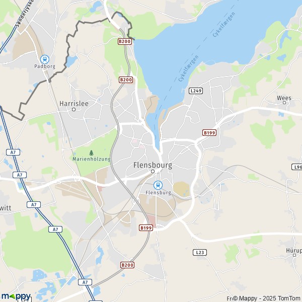 La carte pour la ville de 24937-24944 Flensbourg