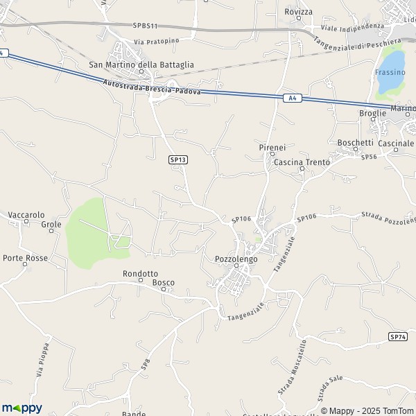 La carte pour la ville de Pozzolengo 25010