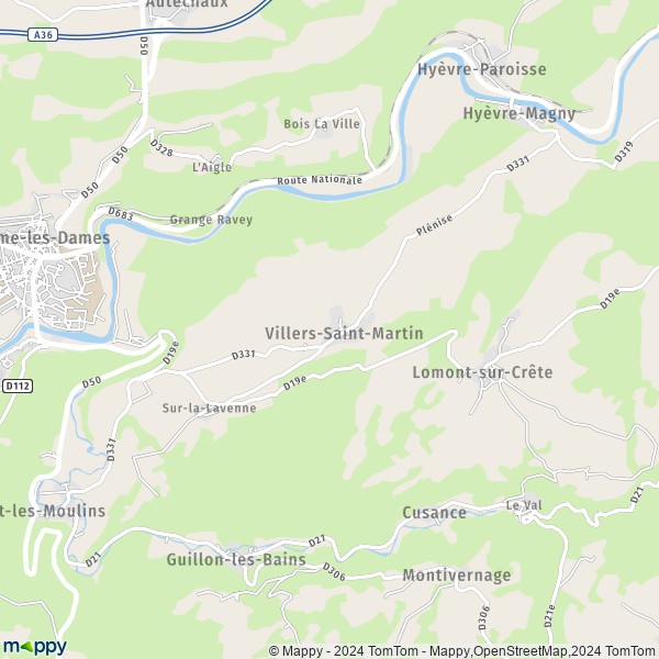 La carte pour la ville de Villers-Saint-Martin 25110