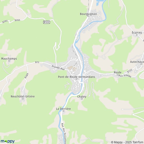 La carte pour la ville de Pont-de-Roide-Vermondans 25150