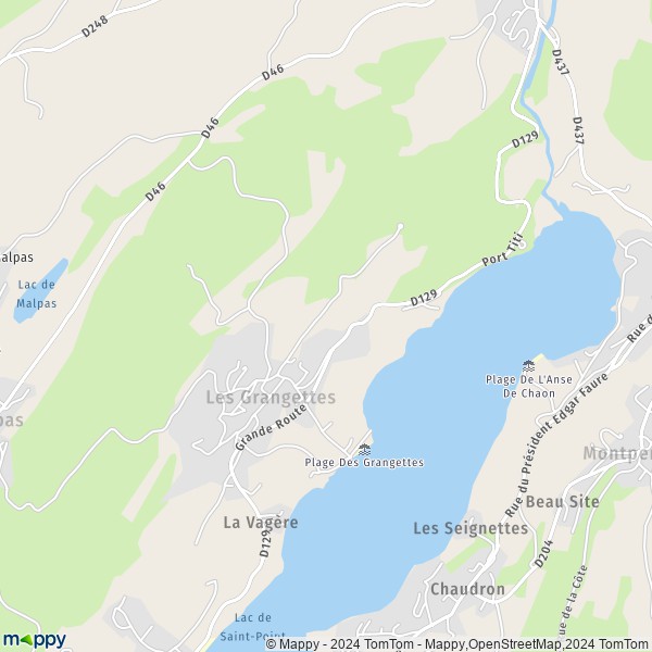 La carte pour la ville de Les Grangettes 25160