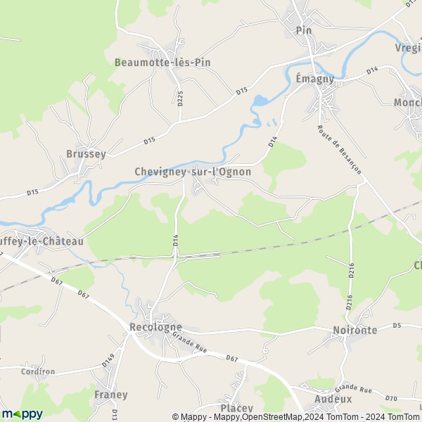 La carte pour la ville de Chevigney-sur-l'Ognon 25170