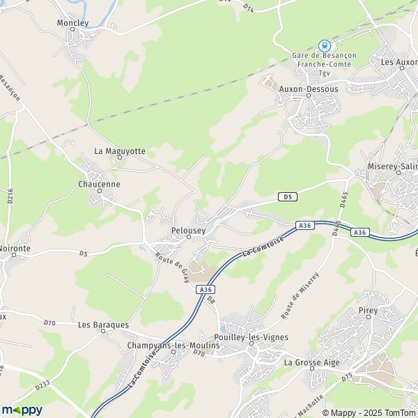 La carte pour la ville de Pelousey 25170