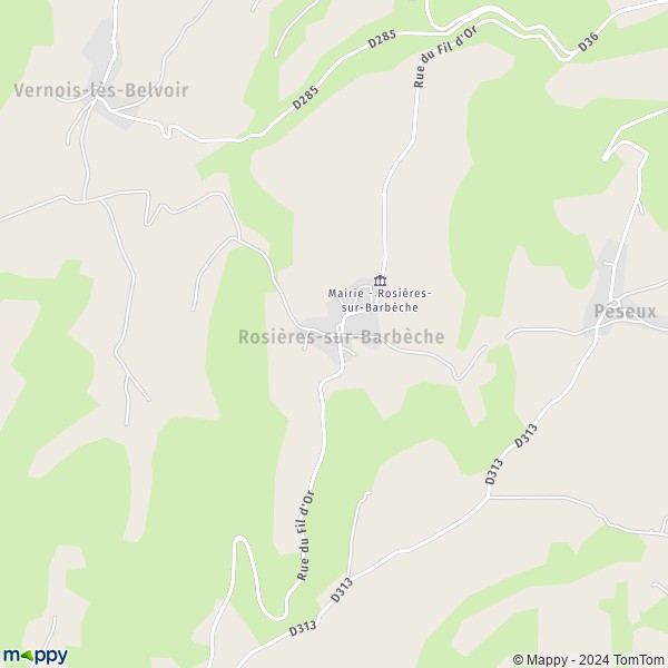 La carte pour la ville de Rosières-sur-Barbèche 25190