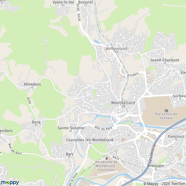 La carte pour la ville de Montbéliard 25200