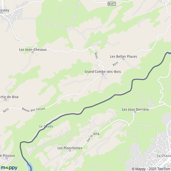 La carte pour la ville de Grand'Combe-des-Bois 25210