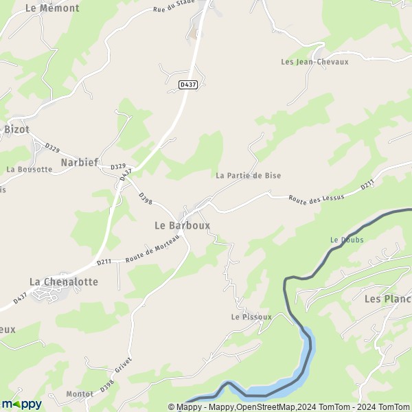 La carte pour la ville de Le Barboux 25210
