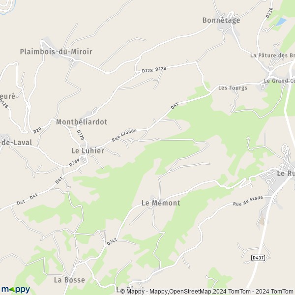 La carte pour la ville de Le Luhier 25210