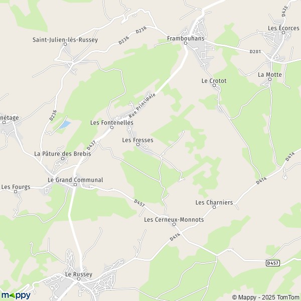 La carte pour la ville de Les Fontenelles 25210