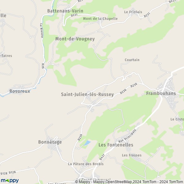 La carte pour la ville de Saint-Julien-lès-Russey 25210