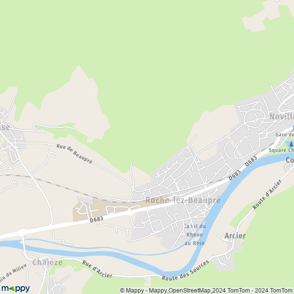 La carte pour la ville de Roche-lez-Beaupré 25220