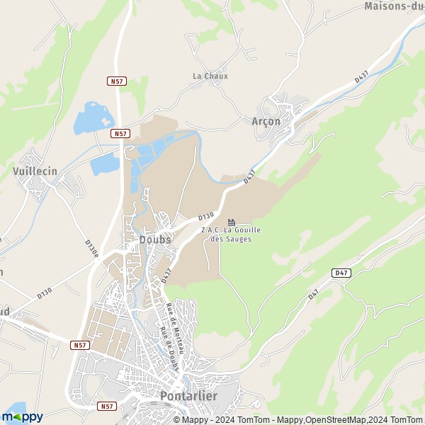La carte pour la ville de Doubs 25300