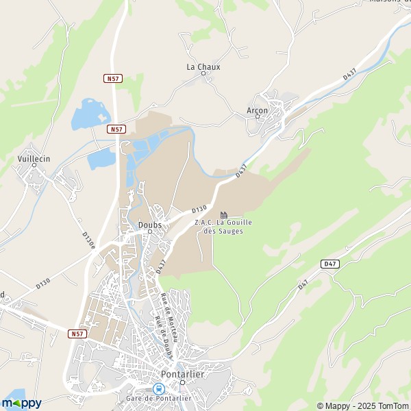 La carte pour la ville de Doubs 25300