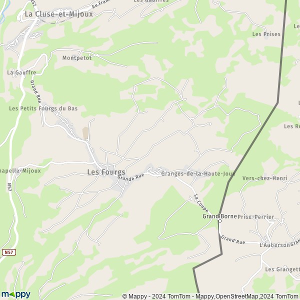 La carte pour la ville de Les Fourgs 25300