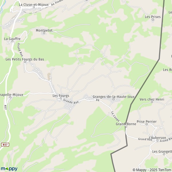 La carte pour la ville de Les Fourgs 25300