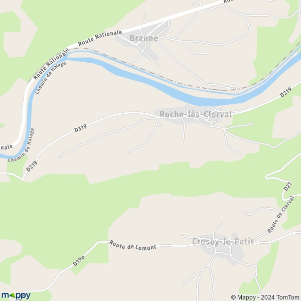 La carte pour la ville de Roche-lès-Clerval 25340