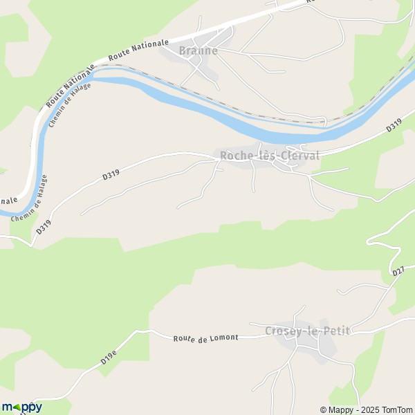 La carte pour la ville de Roche-lès-Clerval 25340