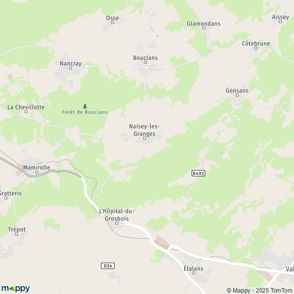 La carte pour la ville de Naisey-les-Granges 25360