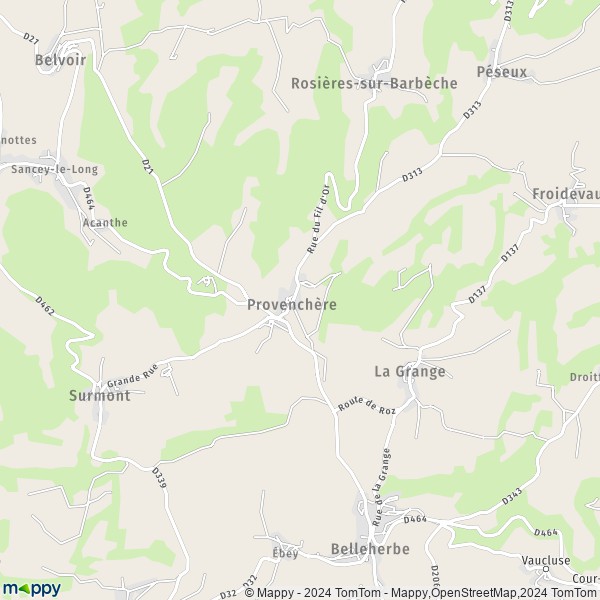 La carte pour la ville de Provenchère 25380