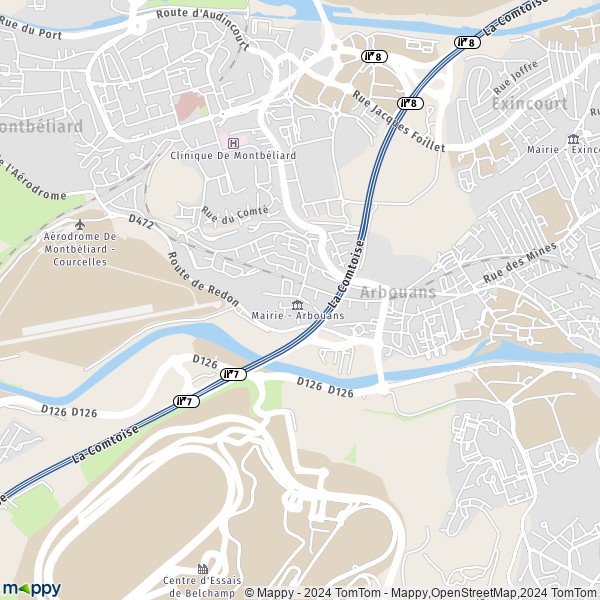 La carte pour la ville de Arbouans 25400