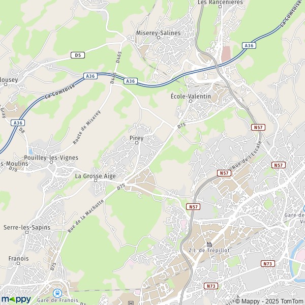 La carte pour la ville de Pirey 25480