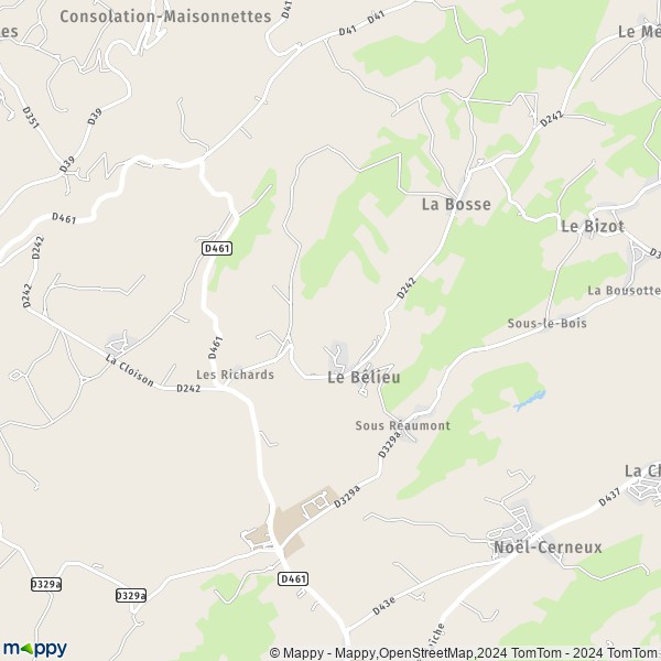 La carte pour la ville de Le Bélieu 25500