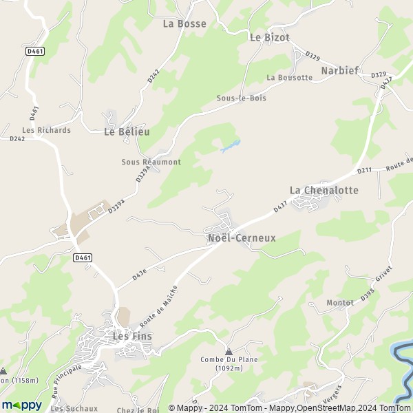 La carte pour la ville de Noël-Cerneux 25500