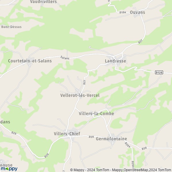 La carte pour la ville de Vellerot-lès-Vercel 25530
