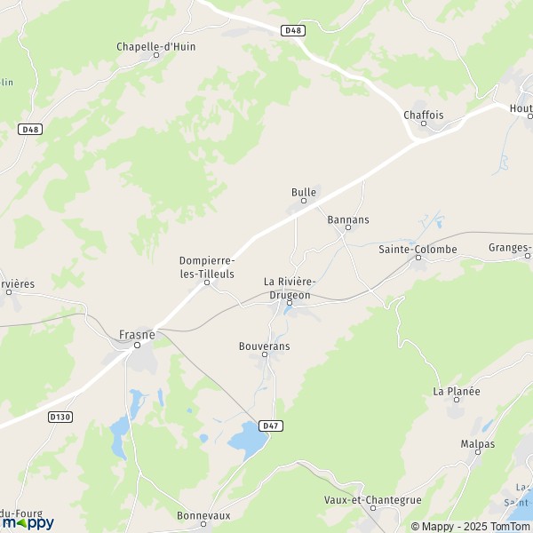 La carte pour la ville de La Rivière-Drugeon 25560