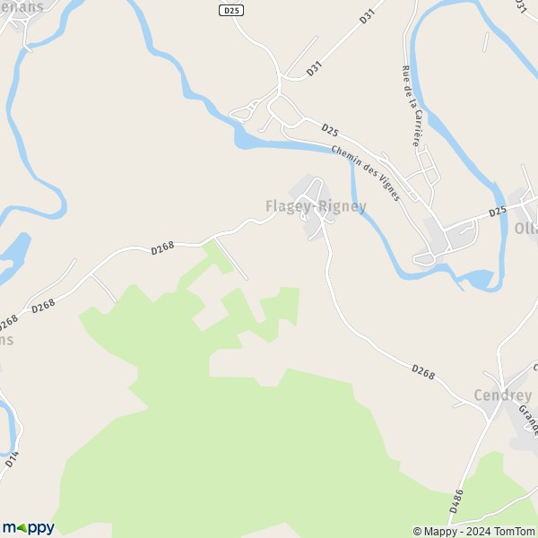 La carte pour la ville de Flagey-Rigney 25640
