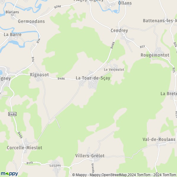 La carte pour la ville de La Tour-de-Sçay 25640