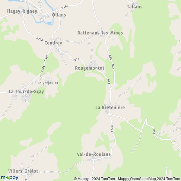 La carte pour la ville de Rougemontot 25640