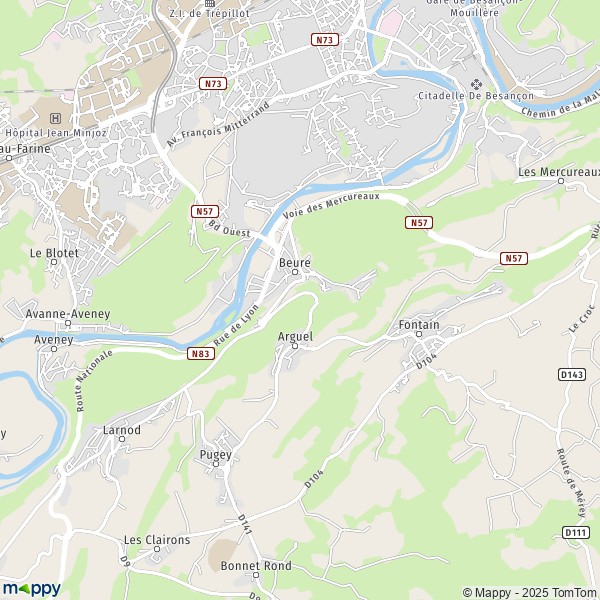 La carte pour la ville de Beure 25720