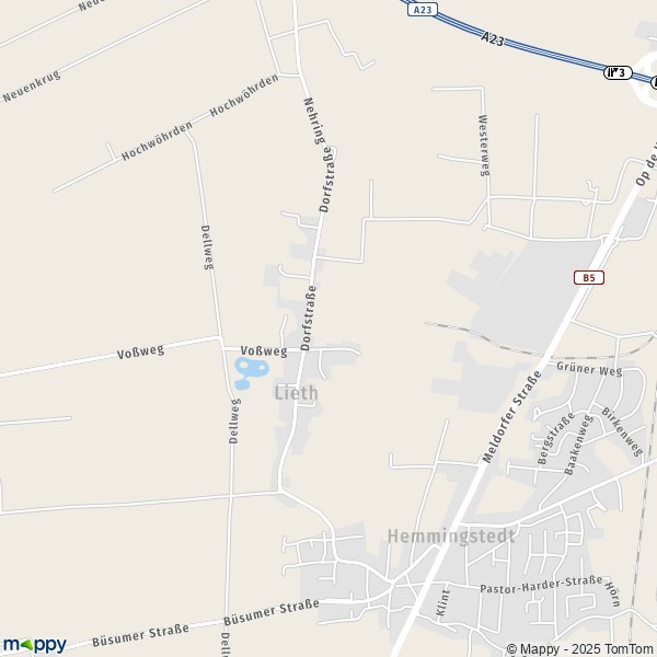 La carte pour la ville de 25770 Lieth