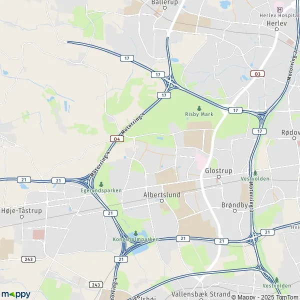 La carte pour la ville de Albertslund 2600-2620