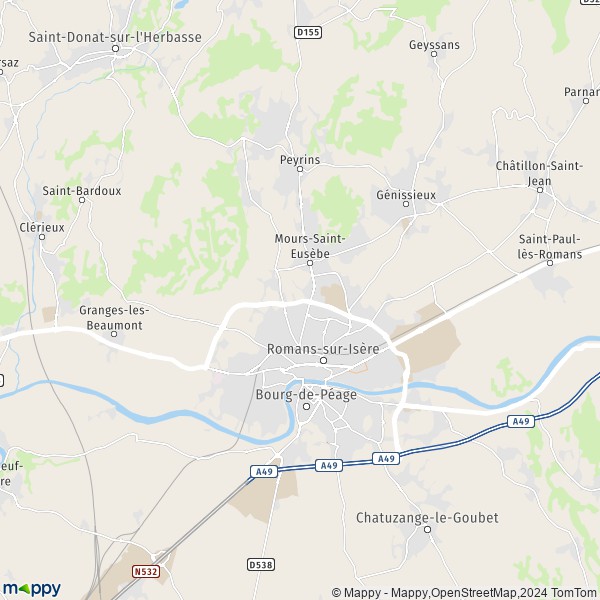 La carte pour la ville de Romans-sur-Isère 26100