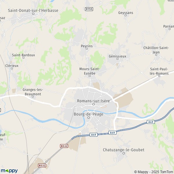 La carte pour la ville de Romans-sur-Isère 26100