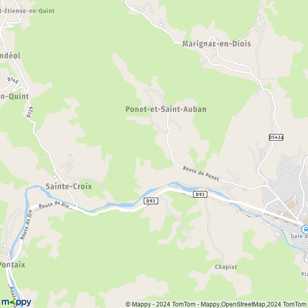La carte pour la ville de Ponet-et-Saint-Auban 26150