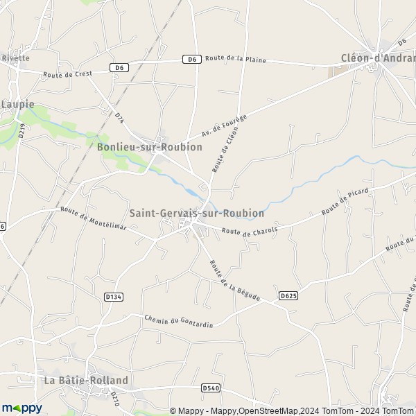 La carte pour la ville de Saint-Gervais-sur-Roubion 26160
