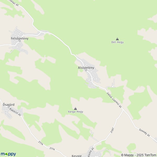 La carte pour la ville de Alsópetény 2617