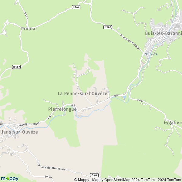 La carte pour la ville de La Penne-sur-l'Ouvèze 26170