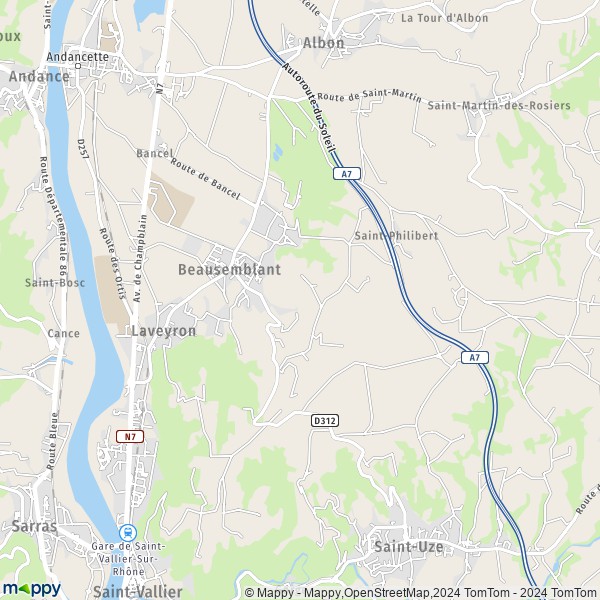 La carte pour la ville de Beausemblant 26240