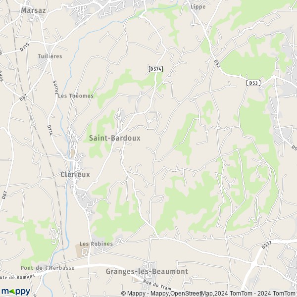 La carte pour la ville de Saint-Bardoux 26260