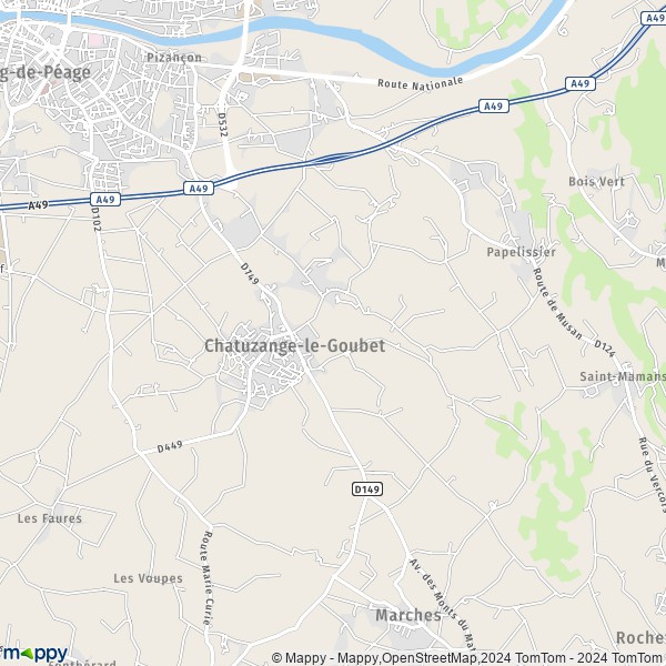 La carte pour la ville de Chatuzange-le-Goubet 26300
