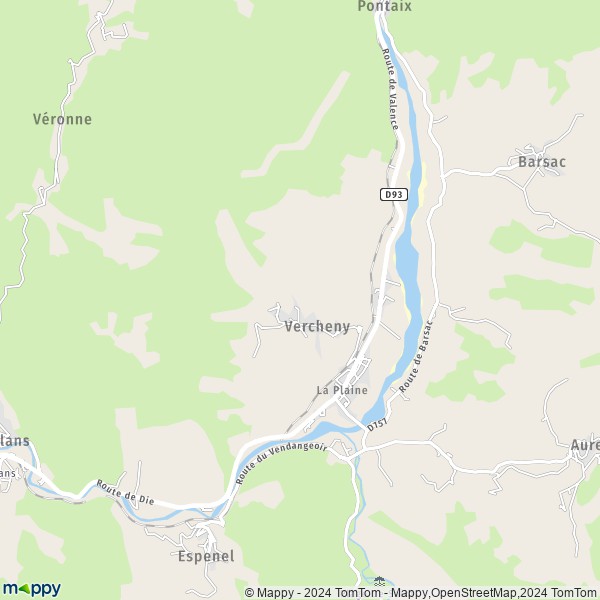 La carte pour la ville de Vercheny 26340