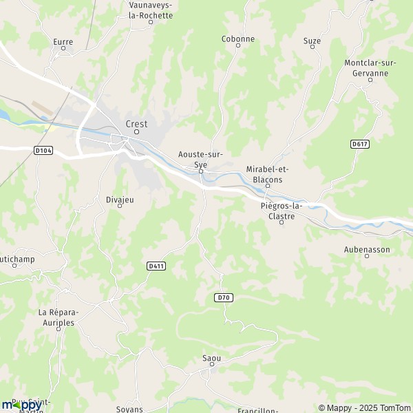 La carte pour la ville de Aouste-sur-Sye 26400