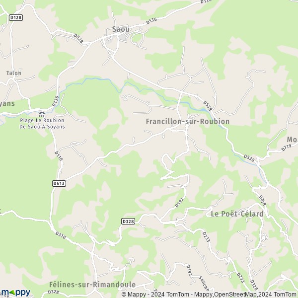 La carte pour la ville de Francillon-sur-Roubion 26400