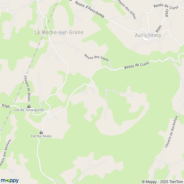 Carte Les Rouins, 26400 La Roche-sur-Grane